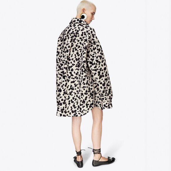 NWT AREA Dalmatian Denim Midi Skirt | Black/Off White - Picture 4 of 4